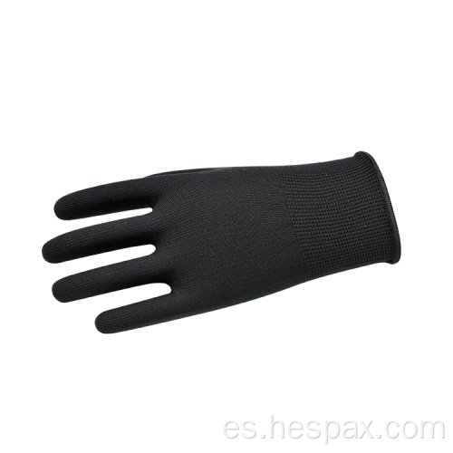 Hespax Trabajo transpirable guantes protectores de nylon negro tejido